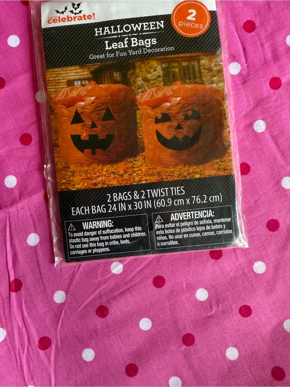 Halloween Pumpkin Face Orange Leaf Bags (2pieces)